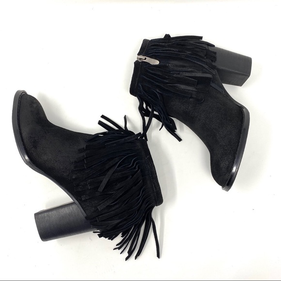 Azura Spring Step Bernat Black suede fringe boots - Picture 5 of 7
